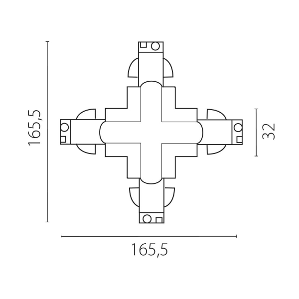 Соединение крестовое с подводом питания к треку 5040xx-(F)/(R) Quattro Lightstar 504146-FR