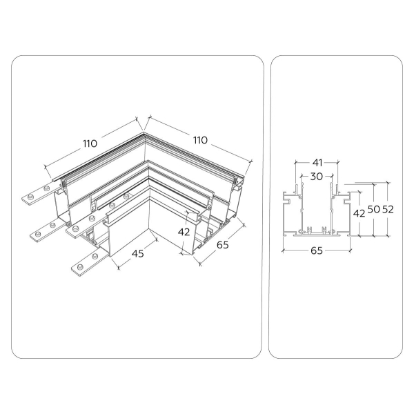 Коннектор L-образный встраиваемый Ambrella Light Track System Magnetic 220V GL1046 Коннектор L-образный встраиваемый Ambrella Light Track System Magnetic 220V GL1046