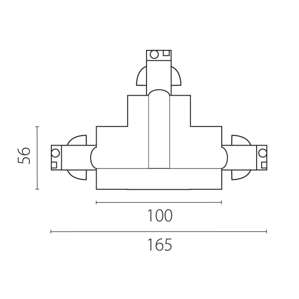 Соединение тройное левое перекидное встраиваемое с подводом питания к треку 5030xx-R Quattro Lightstar 503136-RPSL