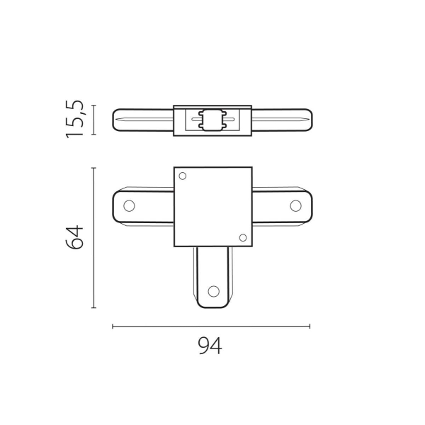 Соединитель трековый T-образный к 50202X-P, 50203X-P Barra Lightstar 502136-P