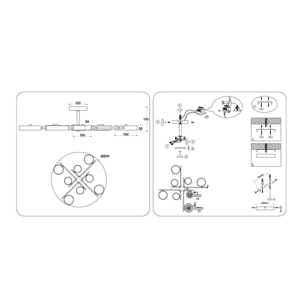 Люстра на штанге Ambrella light COMFORT FL516338