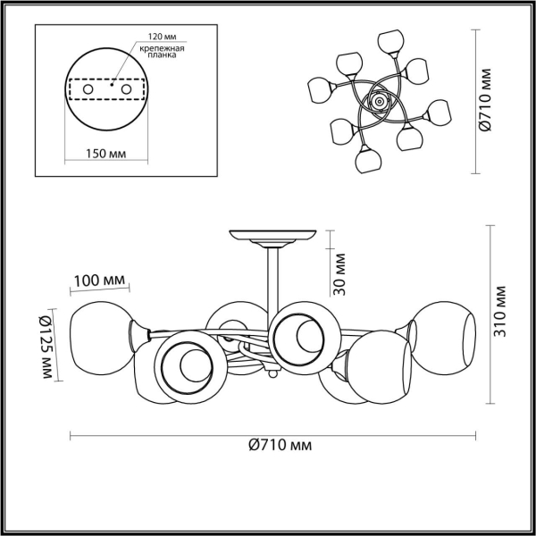 Потолочная люстра Lumion Daniella Comfi 4537/8C Потолочная люстра Lumion Daniella Comfi 4537/8C