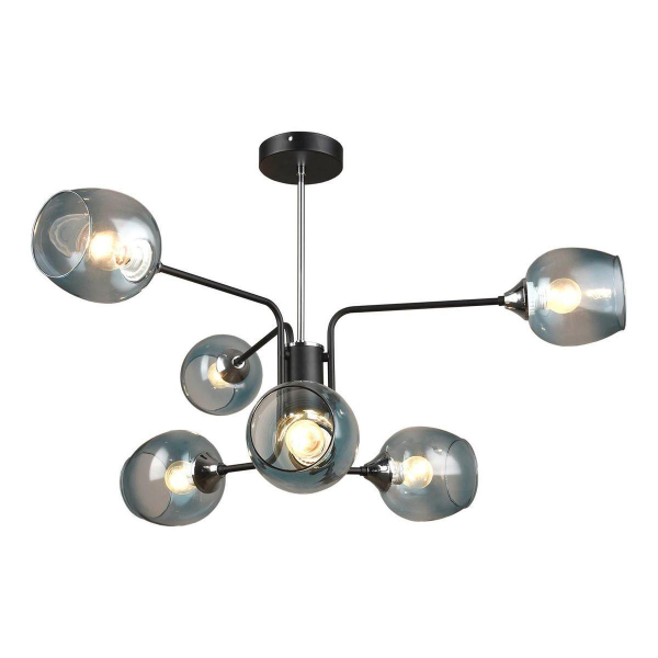 Потолочная люстра IMEX MD.3564-6-S BK+CH Потолочная люстра IMEX MD.3564-6-S BK+CH
