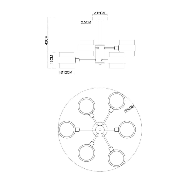 Потолочная люстра Arte Lamp Carlo A8205SP-6BK