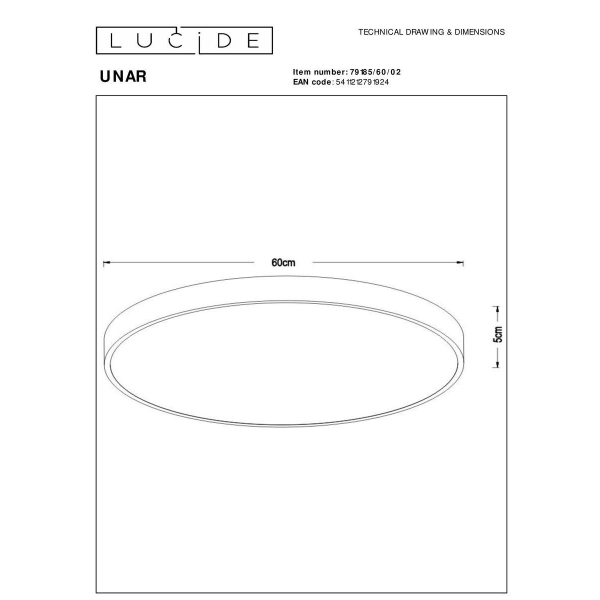 Потолочный светодиодный светильник Lucide Unar 79185/60/02