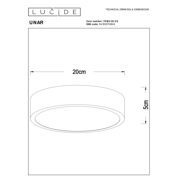 Потолочный светодиодный светильник Lucide Unar 79185/20/02