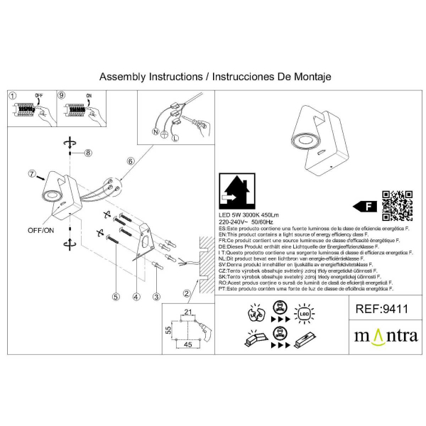 Настенный светильник Mantra Africa 9411