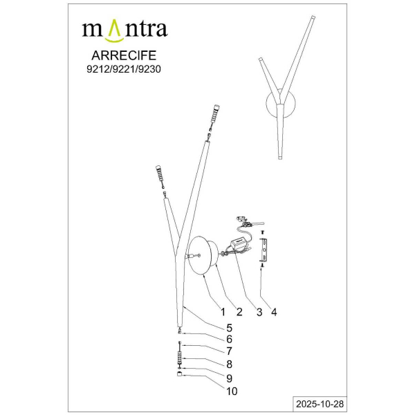 Настенный светильник Mantra Arrecife 9221
