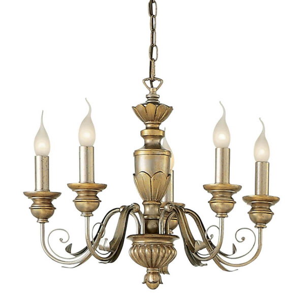 Подвесная люстра Ideal Lux Firenze Sp5 Oro Antico 020822 Подвесная люстра Ideal Lux Firenze Sp5 Oro Antico 020822