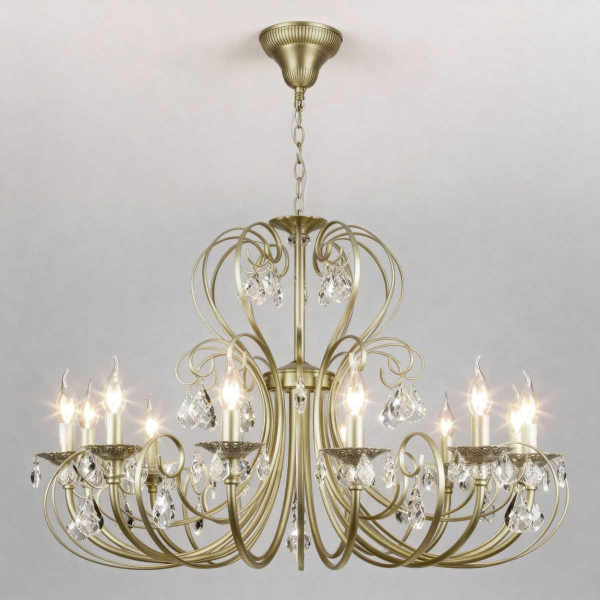 Подвесная люстра Eurosvet Alda 3305/12 латунь/прозрачный хрусталь Strotskis a072112