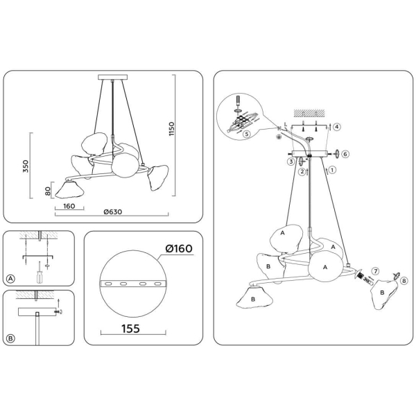 Подвесная люстра Ambrella light High Light LH15003