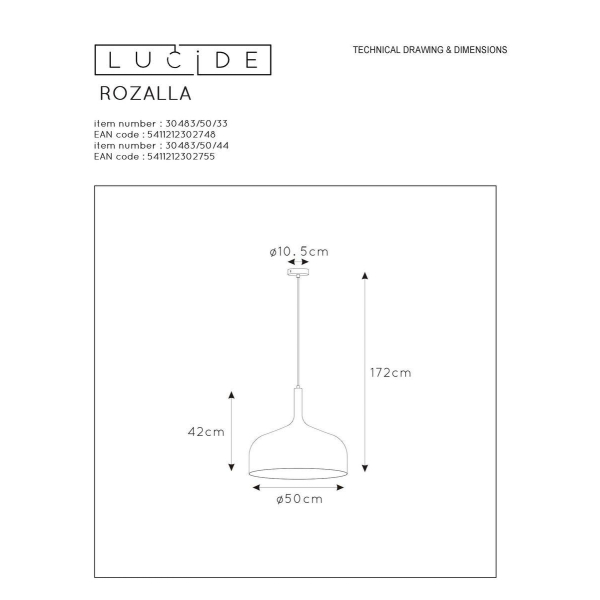 Подвесной светильник Lucide Rozalla 30483/50/33
