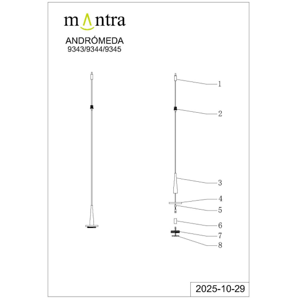 Подвесной светильник без плафона и основания Mantra Andromeda 9343