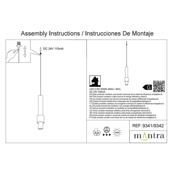 Подвесной модульный светильник без основания Mantra Clifton 9341