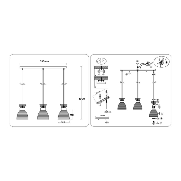 Светильник подвесной со стеклянными плафонами Ambrella light Traditional TR3407 Светильник подвесной со стеклянными плафонами Ambrella light Traditional TR3407