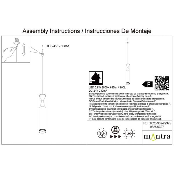 Подвесной модульный светильник без основания Mantra Spark 9326