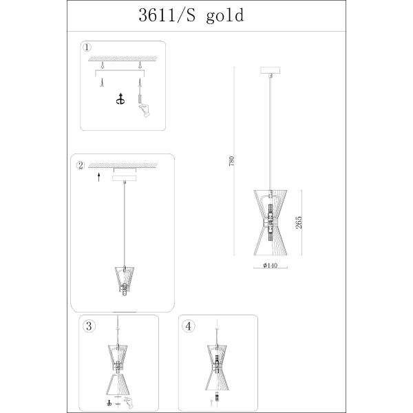 Подвесной светильник Newport Christina 3611/S gold new М0069508