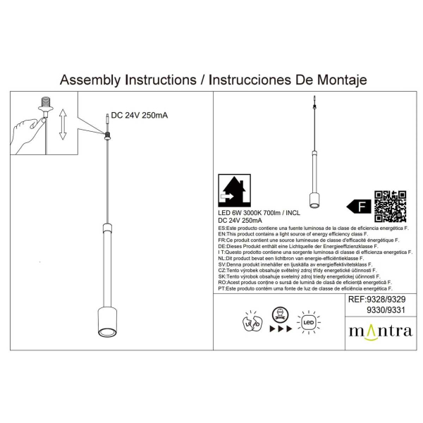 Подвесной модульный светильник без основания Mantra Fugaz 9331