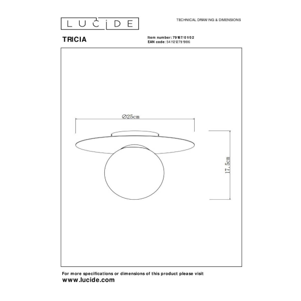 Потолочный светильник Lucide TRICIA 79187/01/02