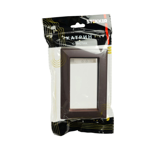 Рамка 2-местная (без перемычки), пластик, Stekker, PFR00-7012-04 Катрин, шоколад 50047