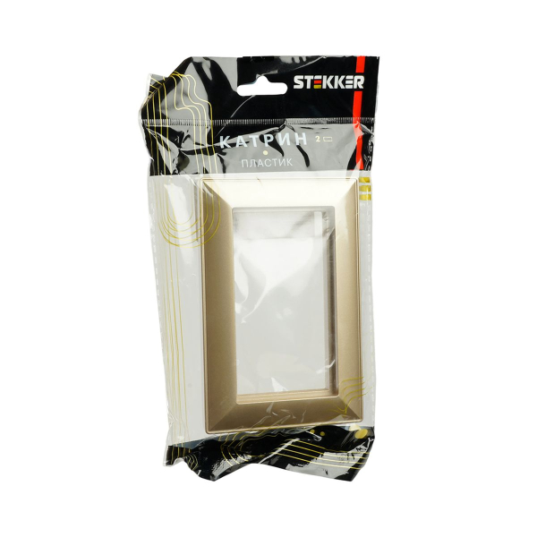 Рамка 2-местная (без перемычки), пластик, Stekker, PFR00-7012-08 Катрин, золото 50044