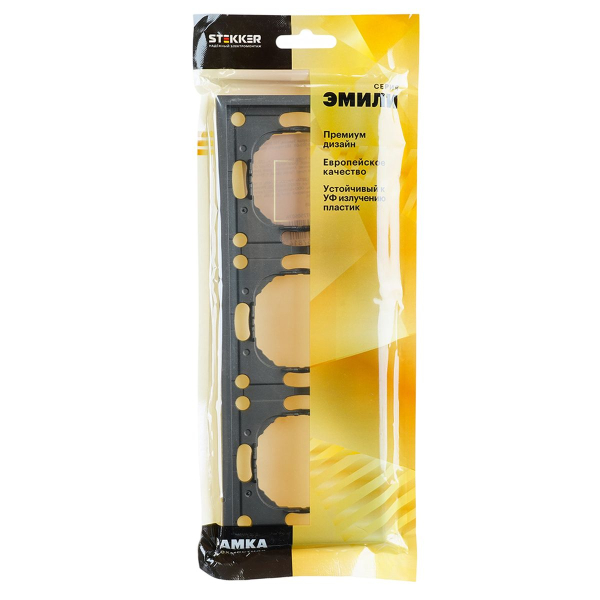 Рамка Stekker, PFR00-5003-09 3-местная Эмили, антрацит, soft touch 49938