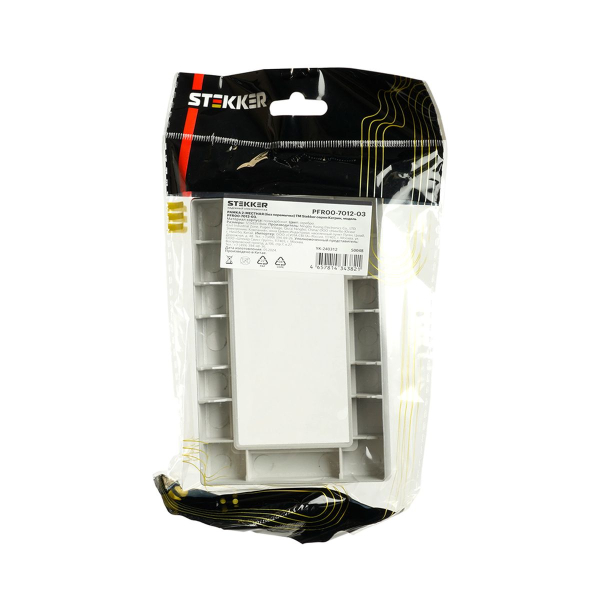 Рамка 2-местная (без перемычки), пластик, Stekker, PFR00-7012-03 Катрин, серебро 50048