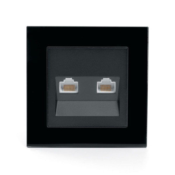 Розетка компьютерная 2-местная RJ-45 ,Stekker ,GLS00-7006-05 Катрин, черный 39509