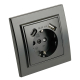 Розетка 1-местная с/з Stekker, PST16-9016-03, 250В, 16А с USB+ type C Эрна, черный 50078