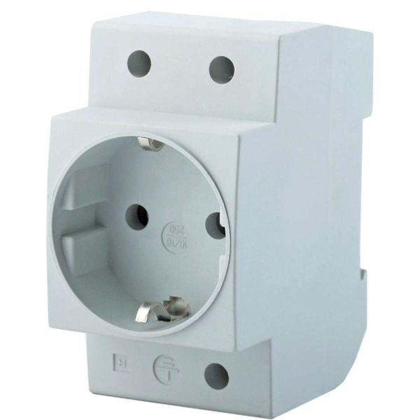 Розетка на DIN-рейку Stekker PST16-70-20 2P+PE 16А, серый 39171