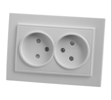 Розетка 2-местная б/з Stekker, PST10-9013-01, 250В, 16А с защитной шторкой Эрна, белый 39053