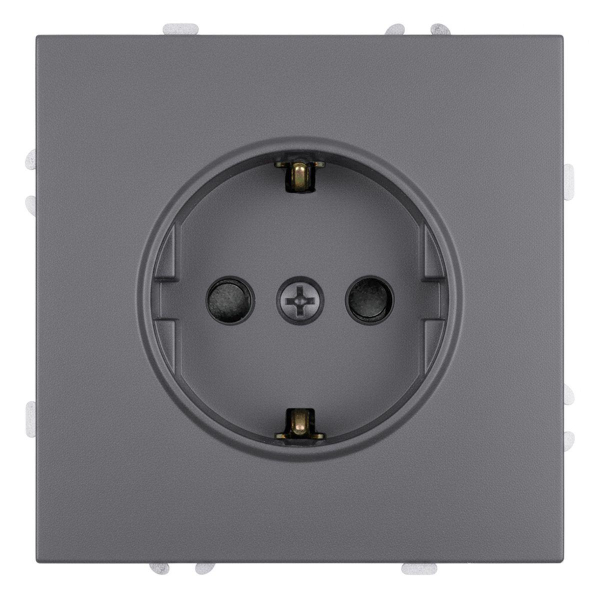 Розетка 1-местная с з/ш, с/з (механизм), СЗК, Stekker, 250В, 16А Эмили, RST16-5110-10ZK, платиново-серый, soft touch 50243