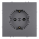 Розетка 1-местная с з/ш, с/з (механизм), СЗК, Stekker, 250В, 16А Эмили, RST16-5110-10ZK, платиново-серый, soft touch 50243