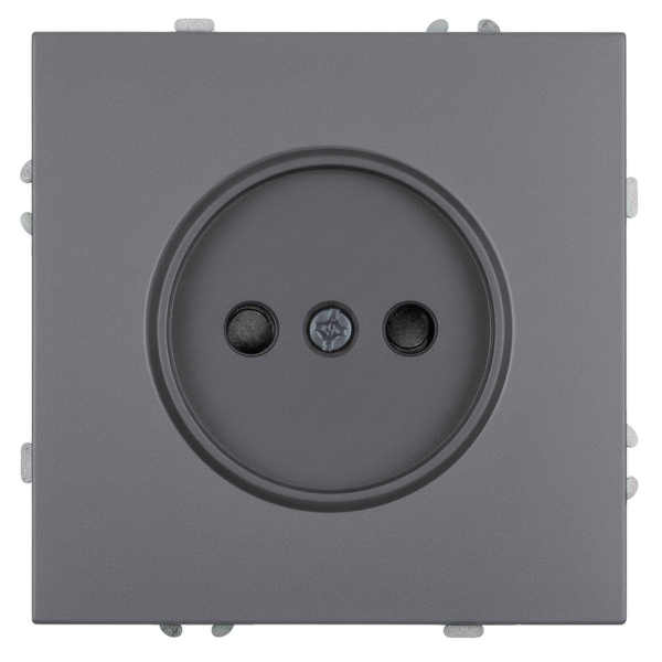 Розетка 1-местная с з/ш, б/з (механизм), СЗК, Stekker, 250В, 16А Эмили, RST16-5109-10ZK, платиново-серый, soft touch 50242