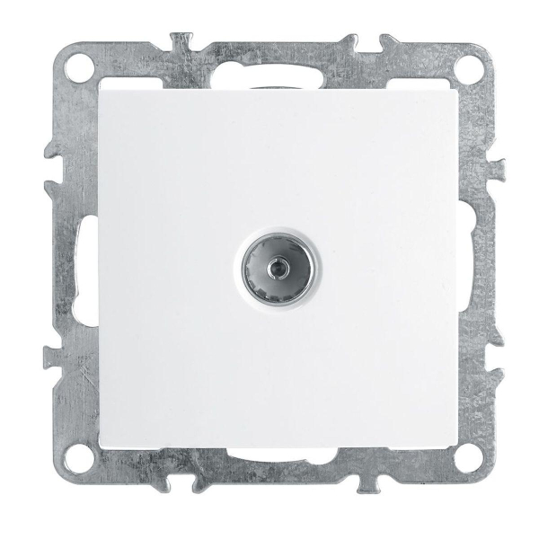 Розетка телевизионная 1-местная (механизм), Stekker, PST00-9108-01, 75 Ом, 5-862МГц Эрна, белый 39315