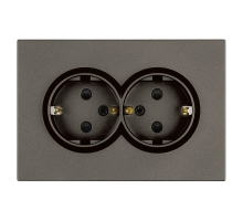 Розетка 2-местная с защитной шторкой, Stekker, с/з, 250В, 16А Эмили, RST16-5114-09, антрацит, soft touch 49934