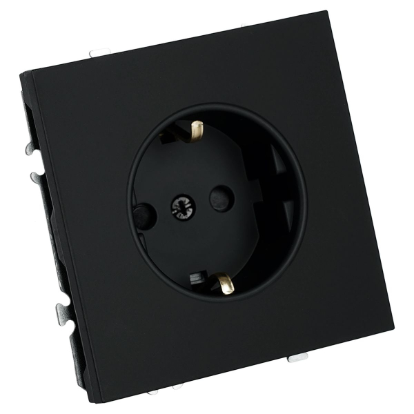 Розетка 1-местная с з/ш, с/з (механизм), СЗК, Stekker, 250В, 16А Эмили, RST16-5110-05ZK, черный уголь, soft touch 50251