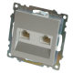 Розетка компьютерная 2-местная RJ-45 (механизм) Stekker GLS00-7109-03 Катрин, серебро 50005
