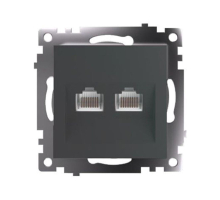 Розетка компьютерная 2-местная RJ-45 (механизм) Stekker GLS00-7109-06 Катрин, графит 50008