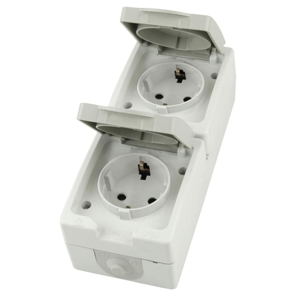 Розетка 2-местная с крышкой с/з STEKKER PST16-22-54V, пластик АВS, 250В, 16А, IP54, белый/серый 49737 Розетка 2-местная с крышкой с/з STEKKER PST16-22-54V, пластик АВS, 250В, 16А, IP54, белый/серый 49737