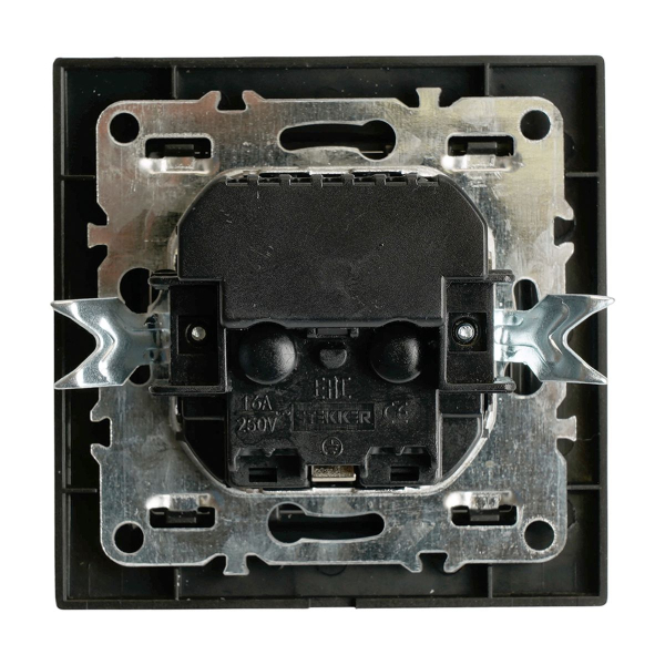 Розетка 1-местная с/з Stekker, PST16-9016-03, 250В, 16А с USB+ type C Эрна, черный 50078
