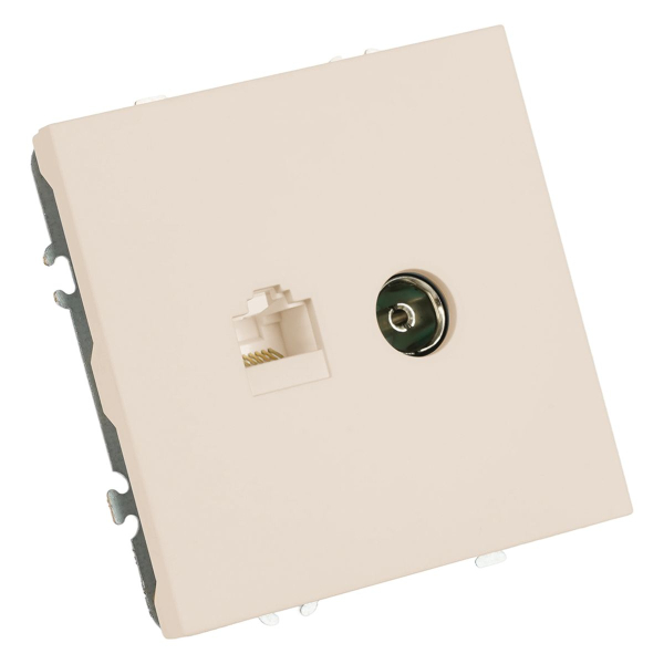 Розетка TV + компьютерная RJ-45 (механизм), Stekker Эмили, RST00-5106-08, кашемир, soft touch 49898