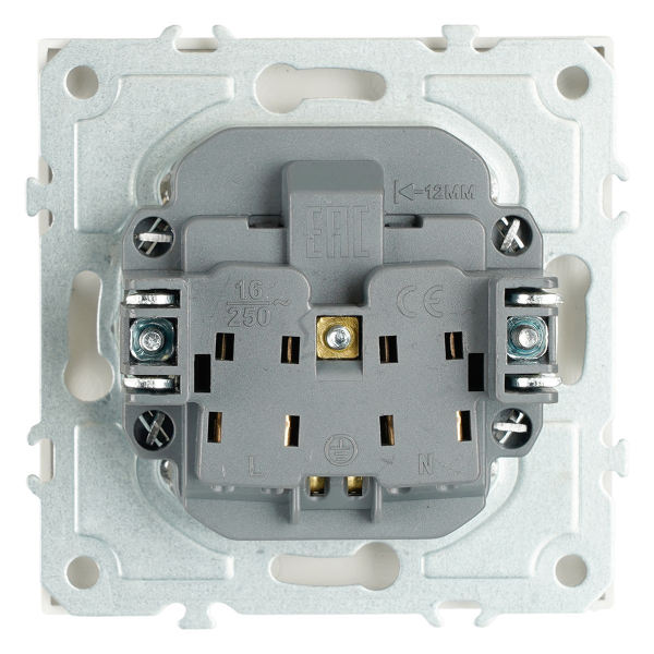 Розетка 1-местная с з/ш, с/з (механизм), СЗК, Stekker, 250В, 16А Эмили, RST16-5110-01ZK, белый фарор, soft touch 50235