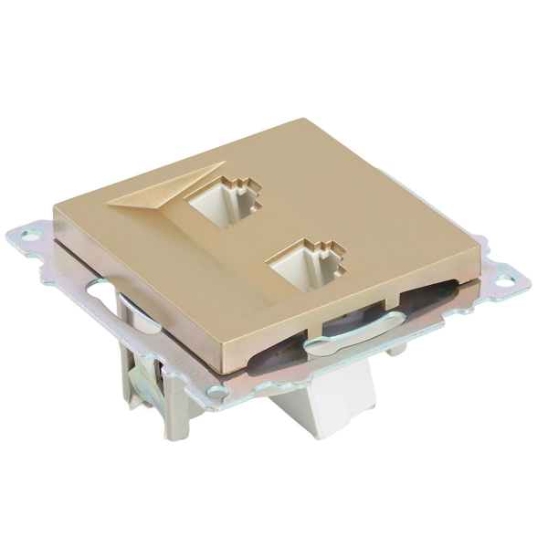 Розетка компьютерная 2-местная RJ-45 (механизм) Stekker GLS00-7109-08 Катрин, золото 50009