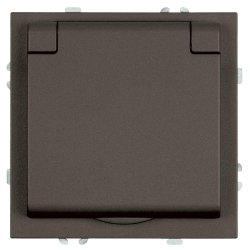 Розетка 1-местная с крышкой с защ. штор, Stekker, с/з, IP42, 250В, 16А Эмили, RST16-5112-09, антрацит, soft touch 49933