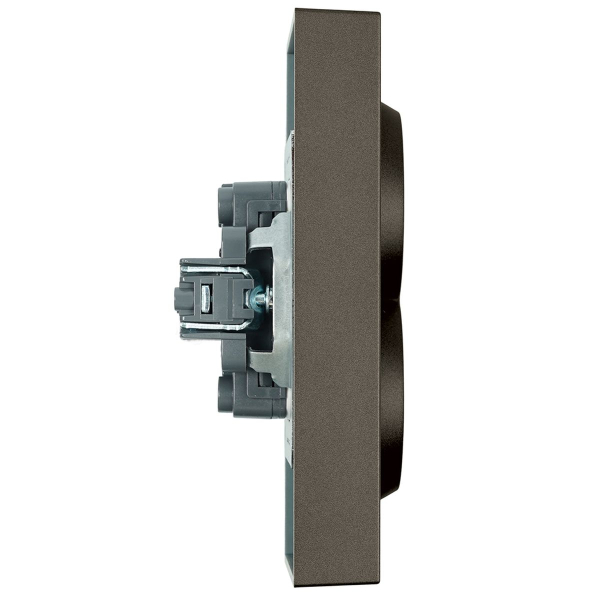 Розетка 2-местная с защитной шторкой, Stekker, с/з, 250В, 16А Эмили, RST16-5114-09, антрацит, soft touch 49934