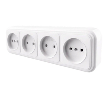 Розетка четырехместная 2P Stekker Брест белый PST16-60-20 39701