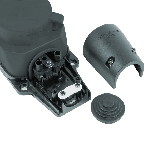 Розетка переносная 4-местная c/з, Stekker, RST16-24-44, 250В, 16А, IP44, черный 39019