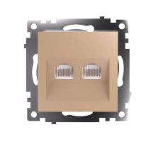 Розетка компьютерная 2-местная RJ-45 (механизм) Stekker GLS00-7109-08 Катрин, золото 50009