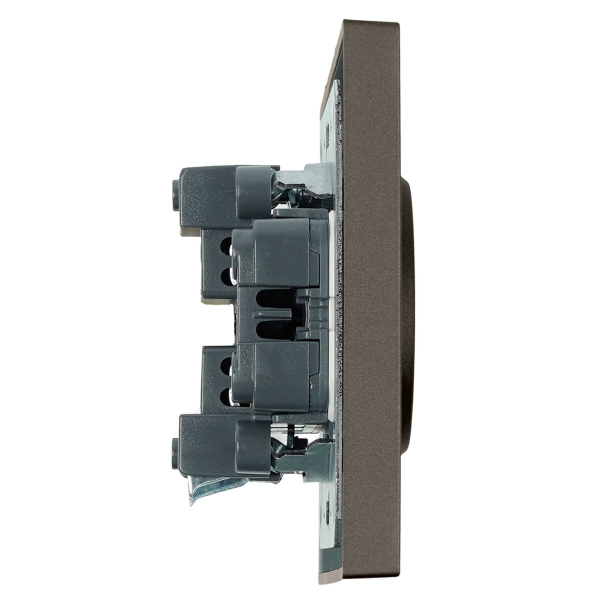 Розетка 2-местная с защитной шторкой, Stekker, б/з, 250В, 16А Эмили, RST10-5116-09, антрацит, soft touch 49929